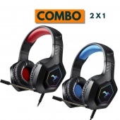 COMBO 2X1 Auricular Gamer RGB Balder KGA-514 NG / Azul/Rojo